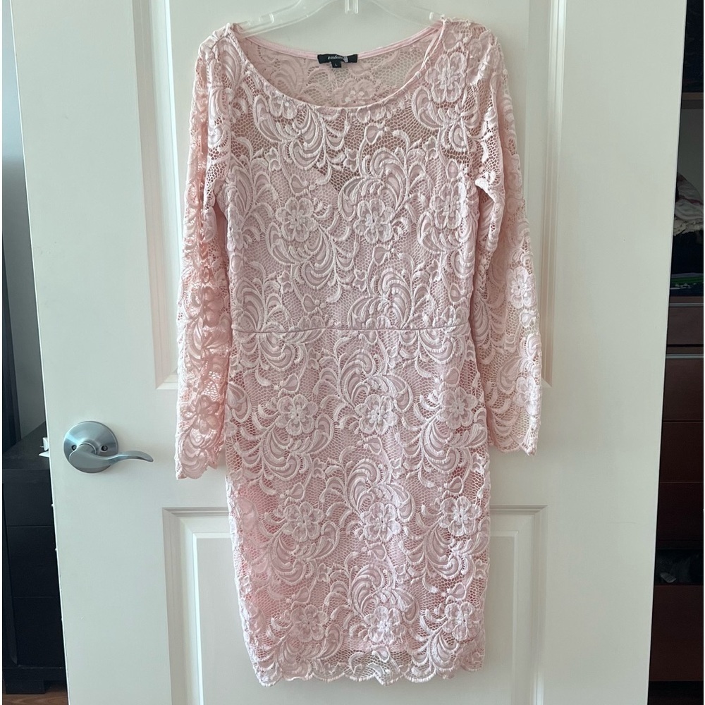 Ambiance Dusty rose pink lace fitted lace dress
